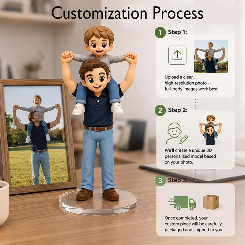 Personalized 3D Statue from Your Photo Custom Daddy Gift 3D Figurine Keepsake Mini Character Gift Gift for Family Dad