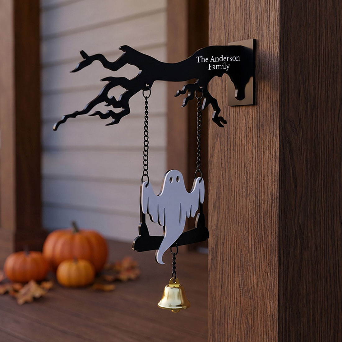 One Piece Dark Themed Ghost Acrylic Charm Halloween Theme Includes Bell Suitable for Outdoor Patio Balcony Garden Decorations 2D