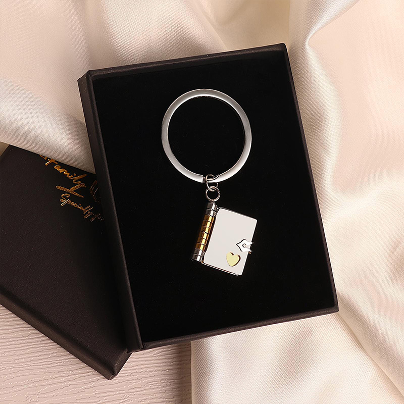 Personalized Book Keychain with Name & Messages Custom Petite Book Engrave Memory Key Chain Gift for Mom Dad Perfect Book Lover Gifts