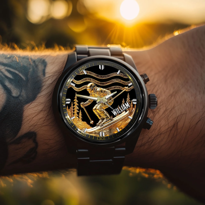 Personalized Name Skiing Watch Ski Master Customized Watch Gifts For Ski Lovers