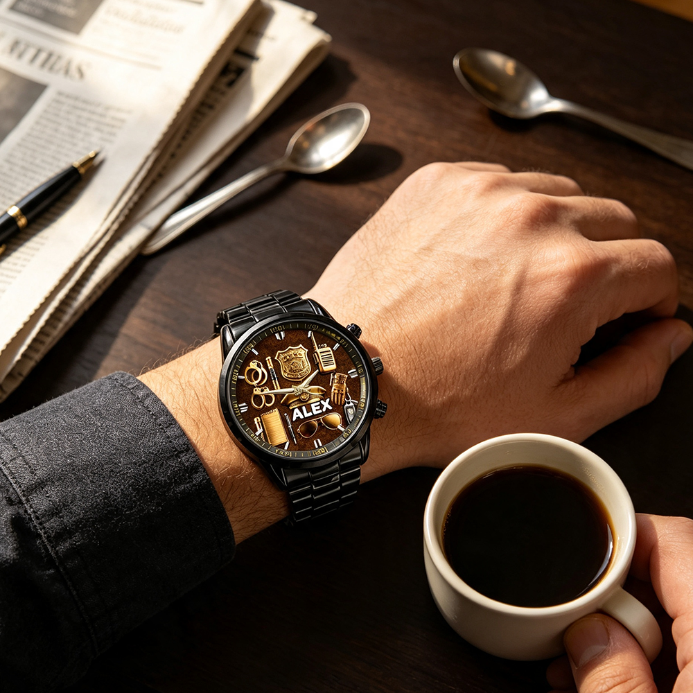 Personalized Police Officer Watch Customized Name Gift For Police Officers