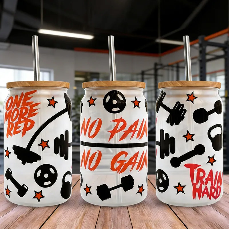 Personalized Gym Water Glasses Fitness Exercise Glass Gym Fuel Workout Motivational Glass Tumbler Birthday Gift for Gym Lover 