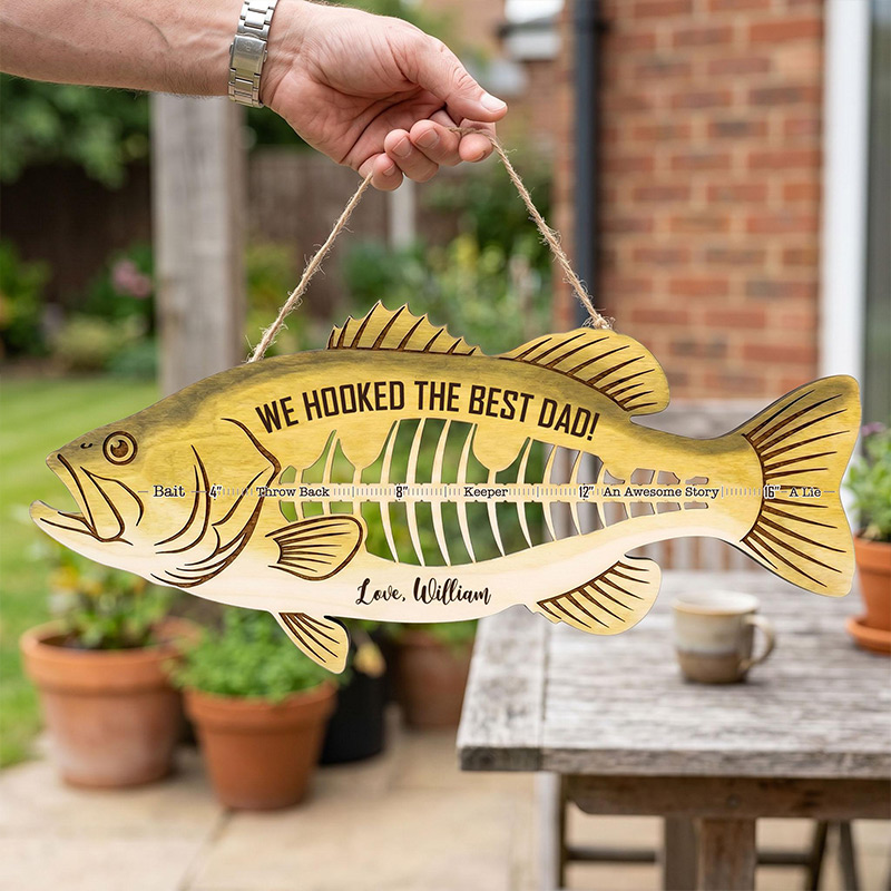 Personalized We Hooked The Best Dad Fish Ruler Custom Fishing Gift for Dad Fathers Day Gift Funny Fish Ruler for Dad Gift for Grandpa Fishing Buddy Gift