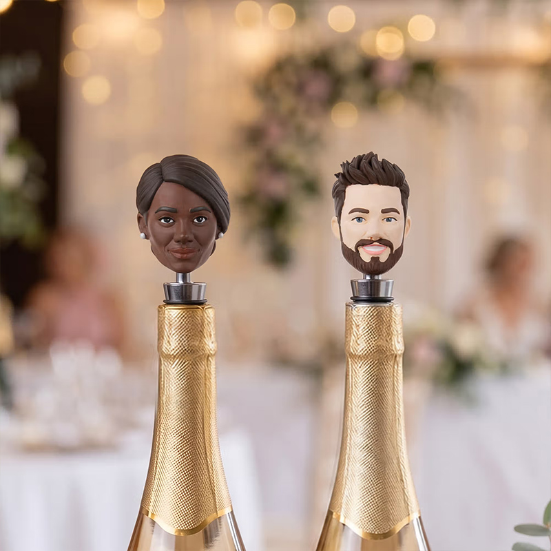 Personalized 3D Family Bobblehead Portrait Photo Bottle Opener Bottle Stopper Anniversary Father's Day Birthday Gift for Drinking Enthusiasts