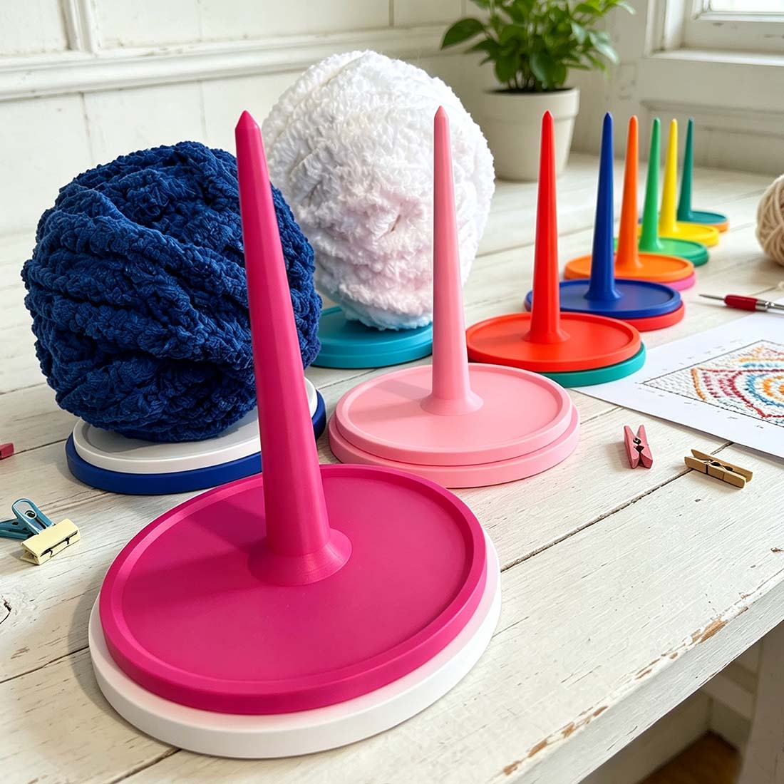3D Printed Spinning Yarn Carousel Yarn Spinner for Knitting and Crochet Tangle Free Yarn Caddy Tabletop Yarn Organizer