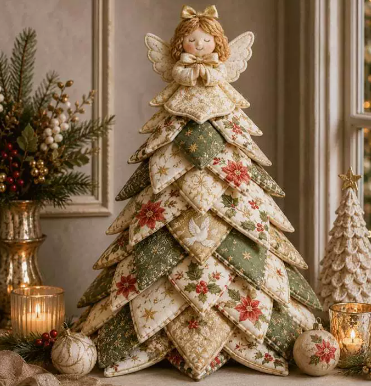 DIY Quilted Christmas Sewing Kit, Fabric Patchwork Beginner Holiday Craft Gift for Home Decor Christmas Holiday Decor