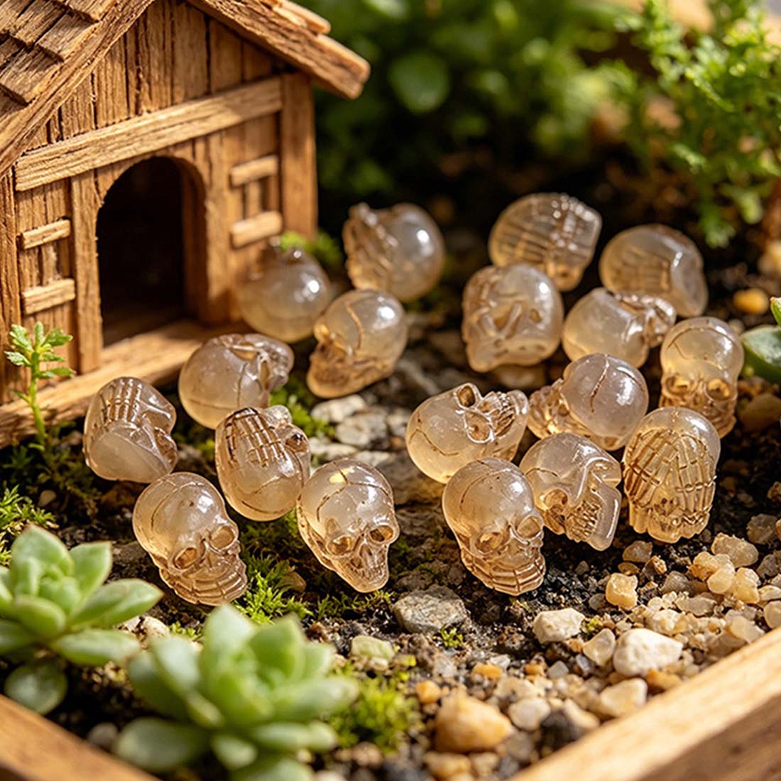 Mini Resin Skull Set Miniature Aged Bone Skulls for Succulent Gardens Terrariums & Gothic Decor Halloween & Year-Round Display