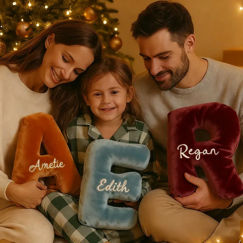 Personalized Graphic 3D Print Pillows Letter Shape Pillows Decor Christmas Gifts for Family