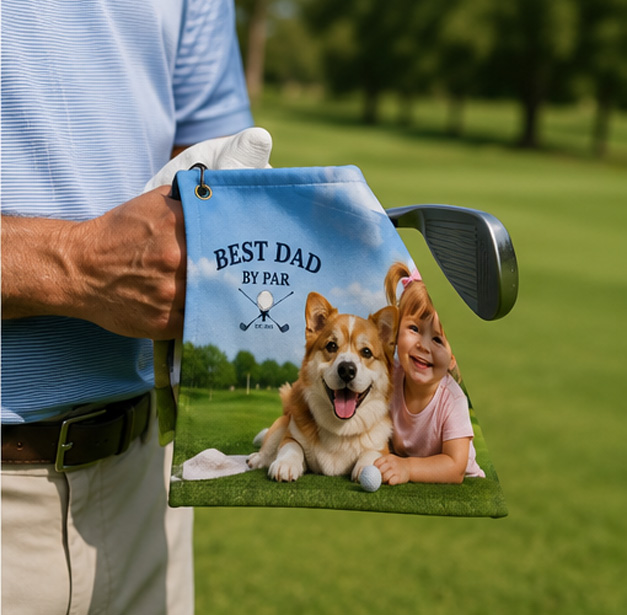Personalized Golf Towel Image Photo Golf Towel Custom with Photo Father's Day Gift