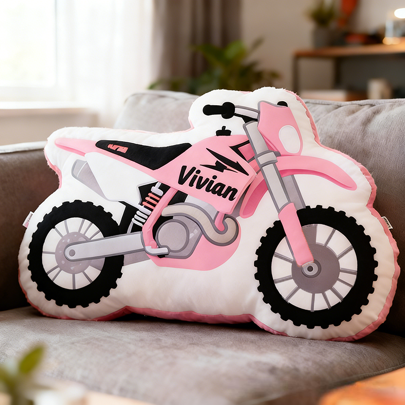 Personalized Motorcycle Pillow Custom Name 3D Graphic Print Cushion Gift
