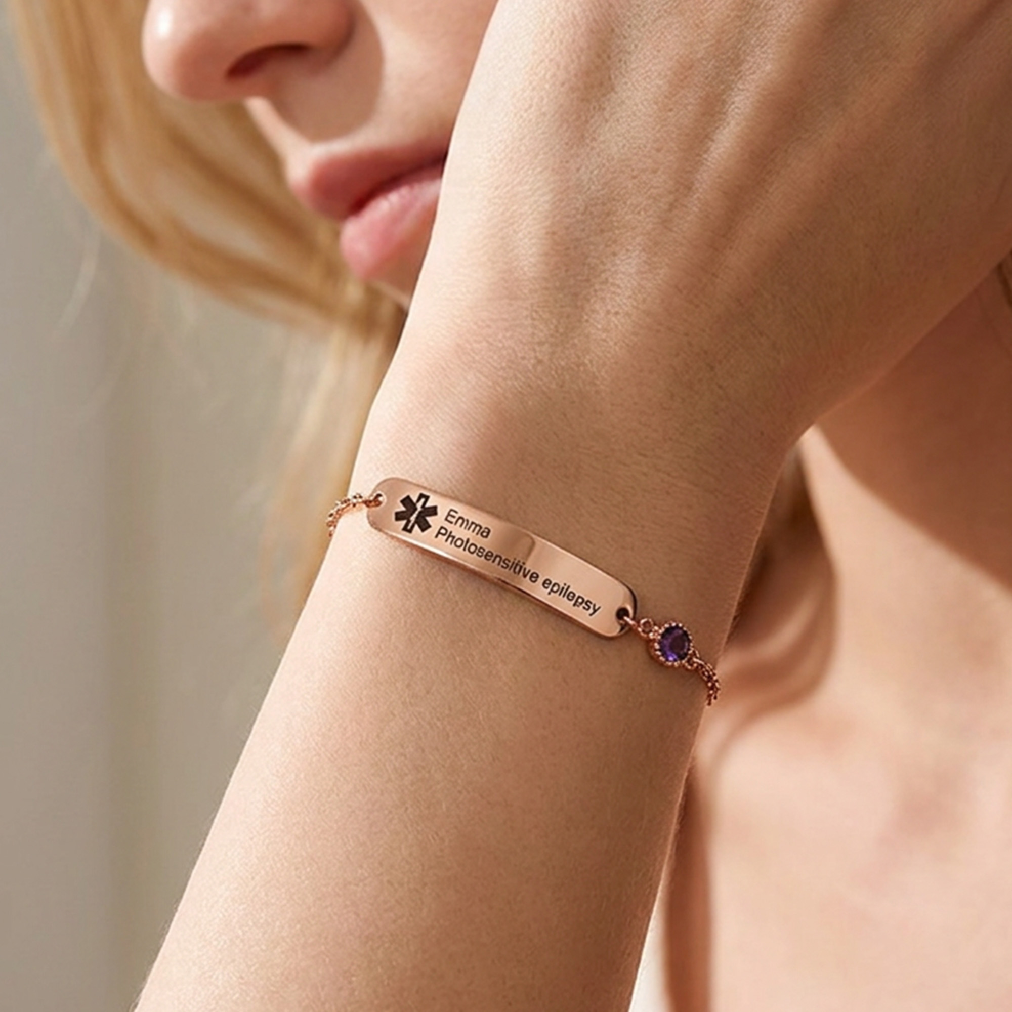 Personalized Silver Medical Bracelet With Custom Name Gift For Women Elegant Daily Wear Charm