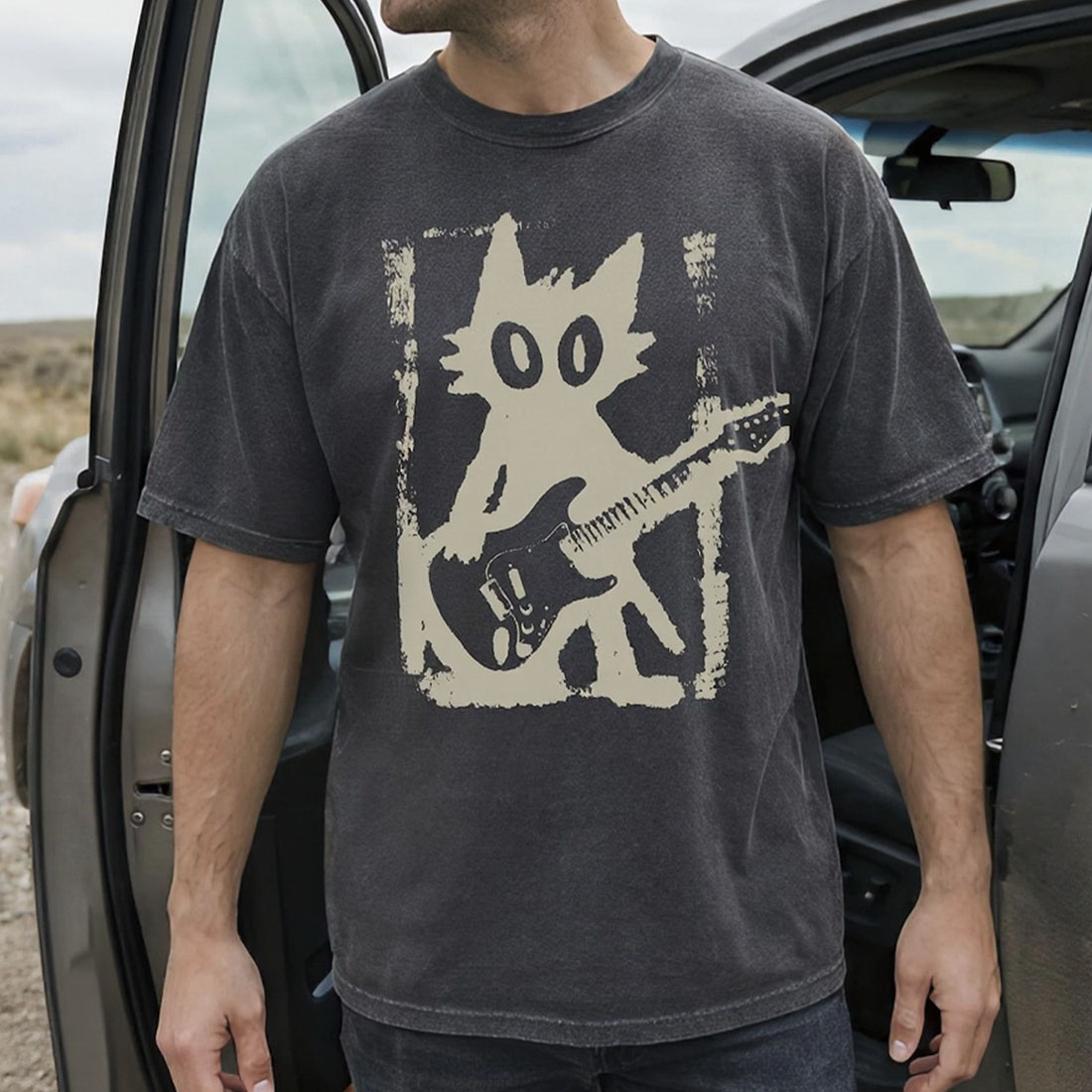 Rock Star Cat Shirt Vintage Kitten Y2K T-Shirt