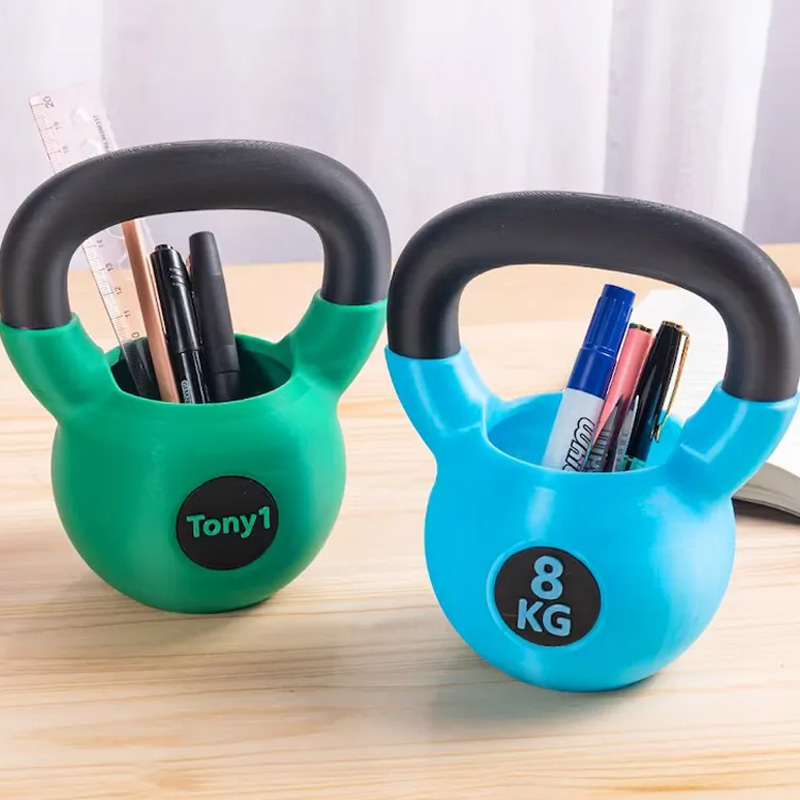 Personalized Text Kettlebell Pencil Holder 3D Printed Kettlebell Desk Organizer Gym Accessory Housewarming Birthday Gift for Fitness Lover