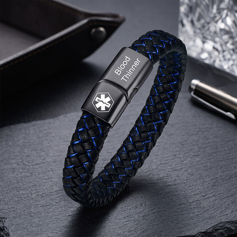 Personalized Health Medical Alert ID Bracelet with Engraved Medical Information Emergency First Aid Gift for Family