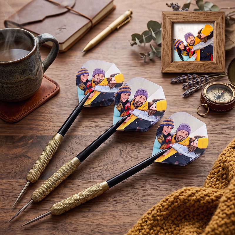Personalized Family Photo Dart Flights Set Dart Club Team Game Gift for Darts Enthusiasts Family Friends