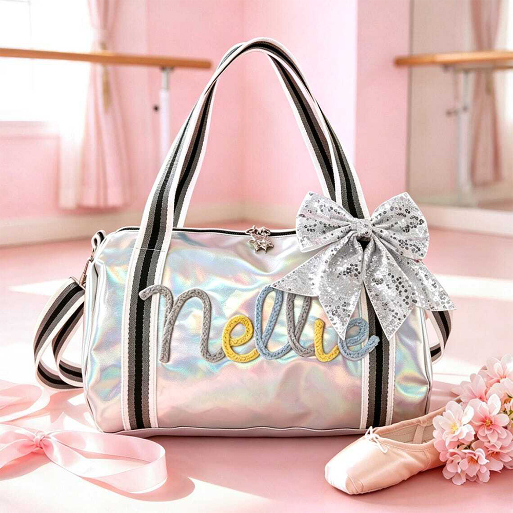 Personalized Little Girls Dance Bag Gymnastics Duffel with Bow Dance Recital Gifts