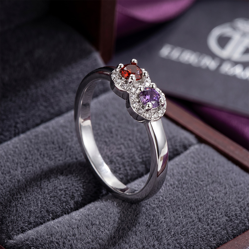 Personalized Elegant 1-5 Birthstones Ring with Zircon Mothers' Day Birthday Gift for Mom Grandma