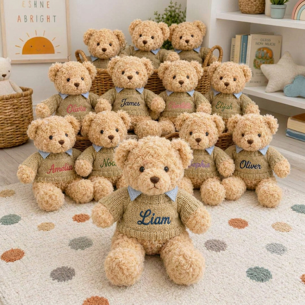 Personalized Embroidered Teddy Bear Plush with Name Baby Shower Gift Newborn Keepsake Birthday Gift