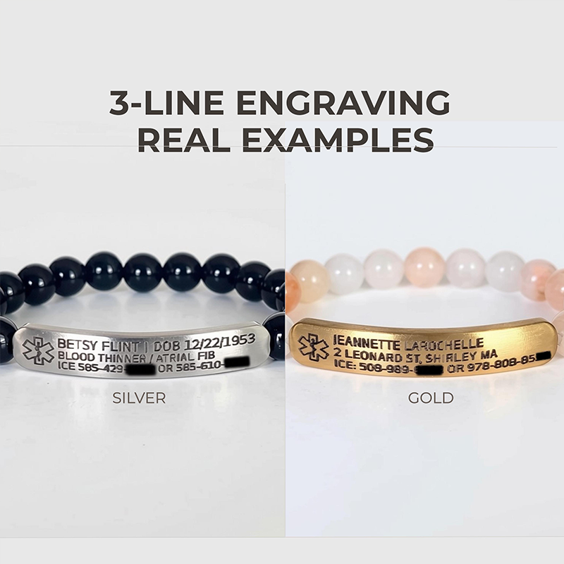 Personalized Medical Alert Bracelet, Engraved ID Bracelet for Diabetes, Allergy, Epilepsy, Emergency Medical Jewelry Gift for Women
