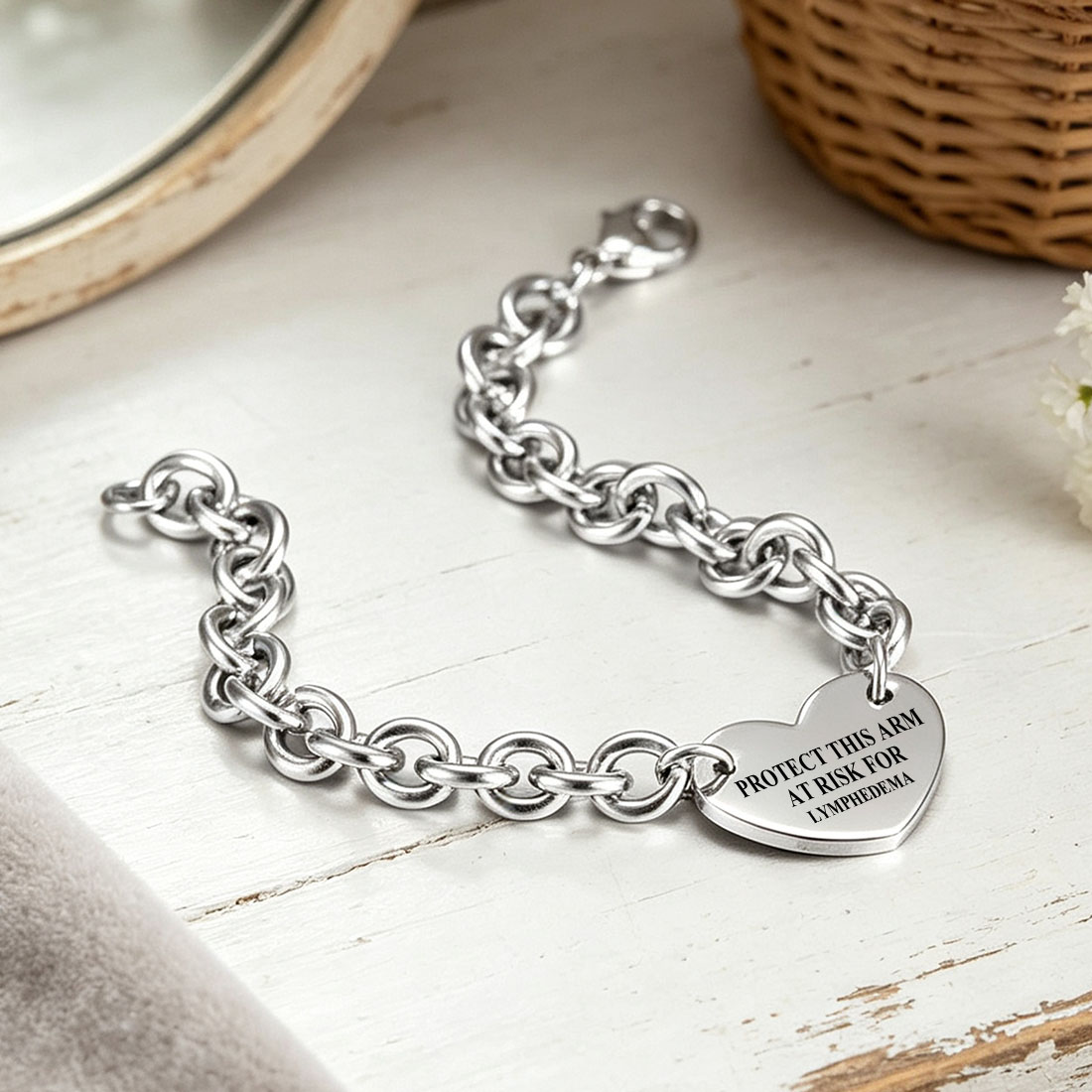 Personalized Star of Life Medical Alert ID Emergency Bracelet with Engraved Text Gift for Allergy Cancer Diabetic Women