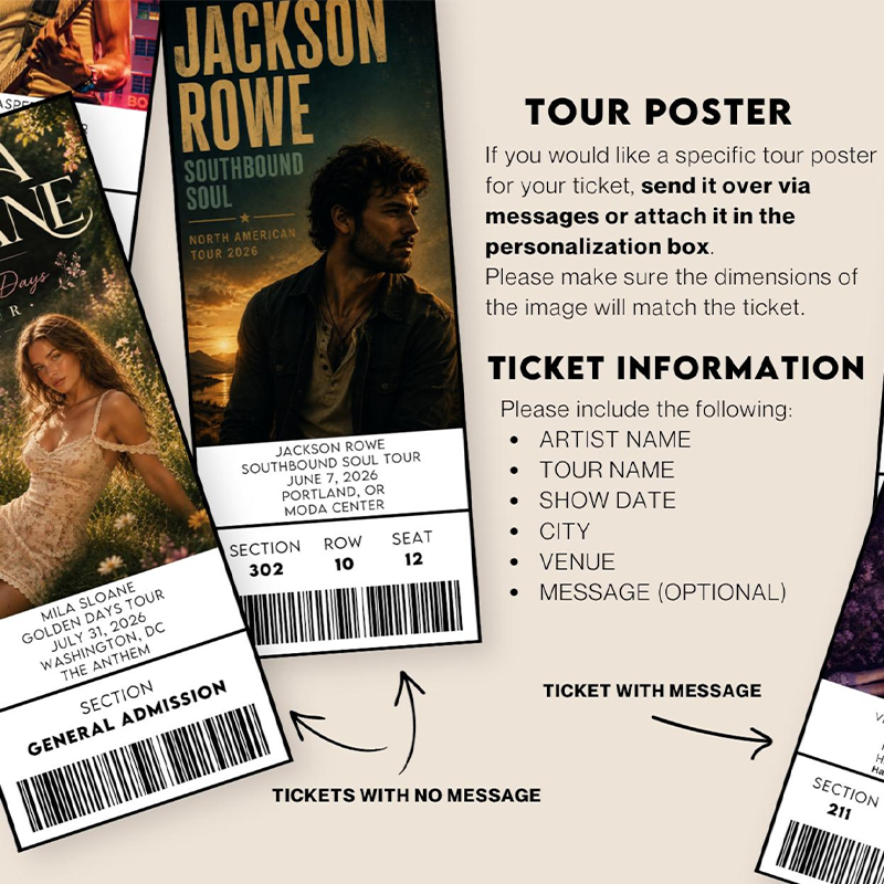 Personalized Laminated Concert Ticket Gift Souvenir, Personalized Event Keepsake