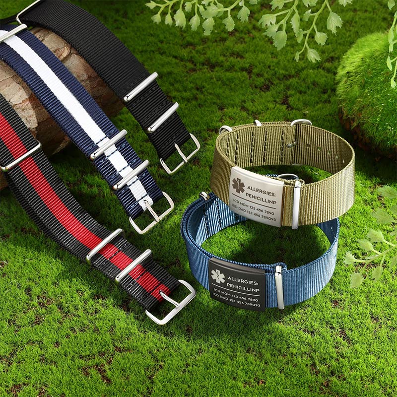Personalized Waterproof Adjustable Medical Alert Bracelet Custom Medical Rope Bracelet with Engraving ID Medical Bracelets Emergency Jewelry