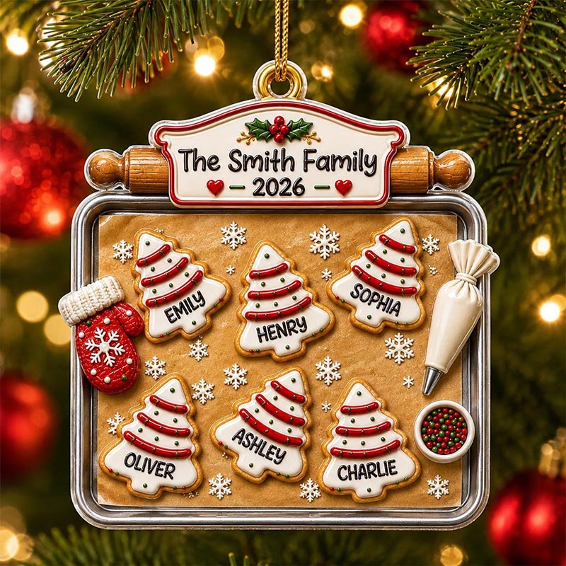 Personalized Family Christmas Cookie Tray Ornament Custom Names Graphic 3D Print Acrylic Baking Keepsake Family Gift for Parents 2026