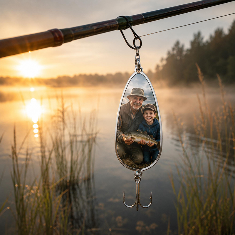 Personalized Photo Fishing Lure Custom Fish Hook Gift for Dad Grandpa Gift Father's Day Keepsake Angler Memorial Gift