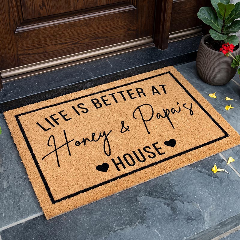 Personalized Life Is Better At Gigi & Poppy's House Doormat Custom Grandparent Gift Housewarming Gift for Nana Papa