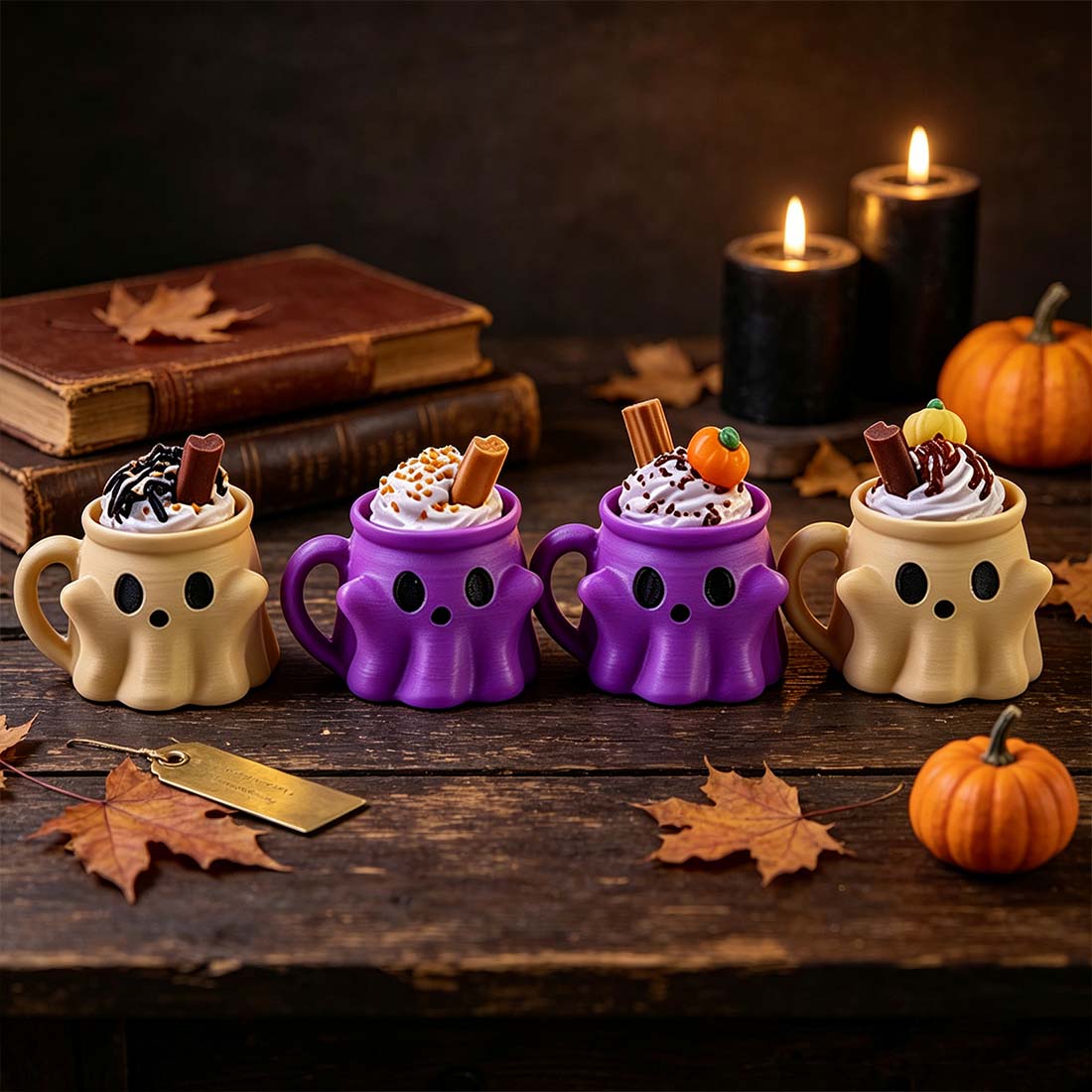 Ghost Ice Cream 3D Printed Keychain Halloween Mug Keyboard Pressing Charm