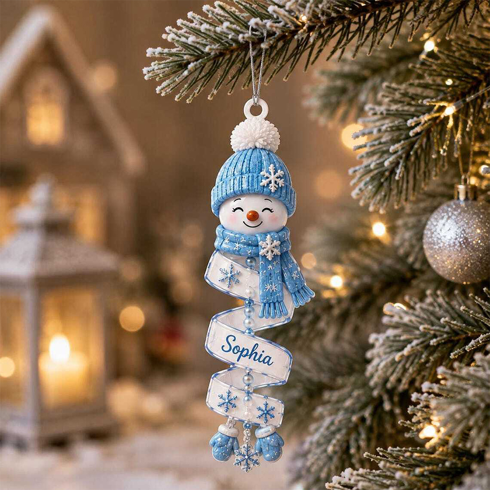 Personalized Christmas Snowman Spiral Ornament Name Snowman Acrylic Ornament Christmas Tree Decor Santa Snowman 2026 Christmas Keepsake