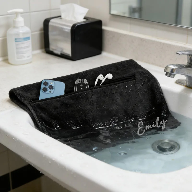 Personalized Gym Towel Embroidered Name Fitness Towel with Zipper Pocket Custom Sports Gift for Birthday for Gym Lovers