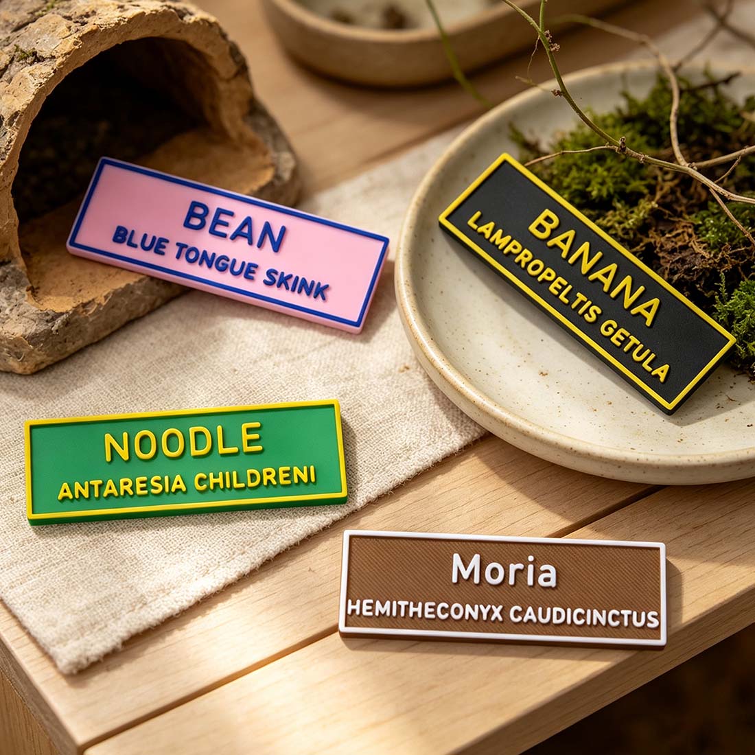 Personalized 3D-Printed Multicolor Magnetic Lizards Snakes Spiders Vivarium Name Sign