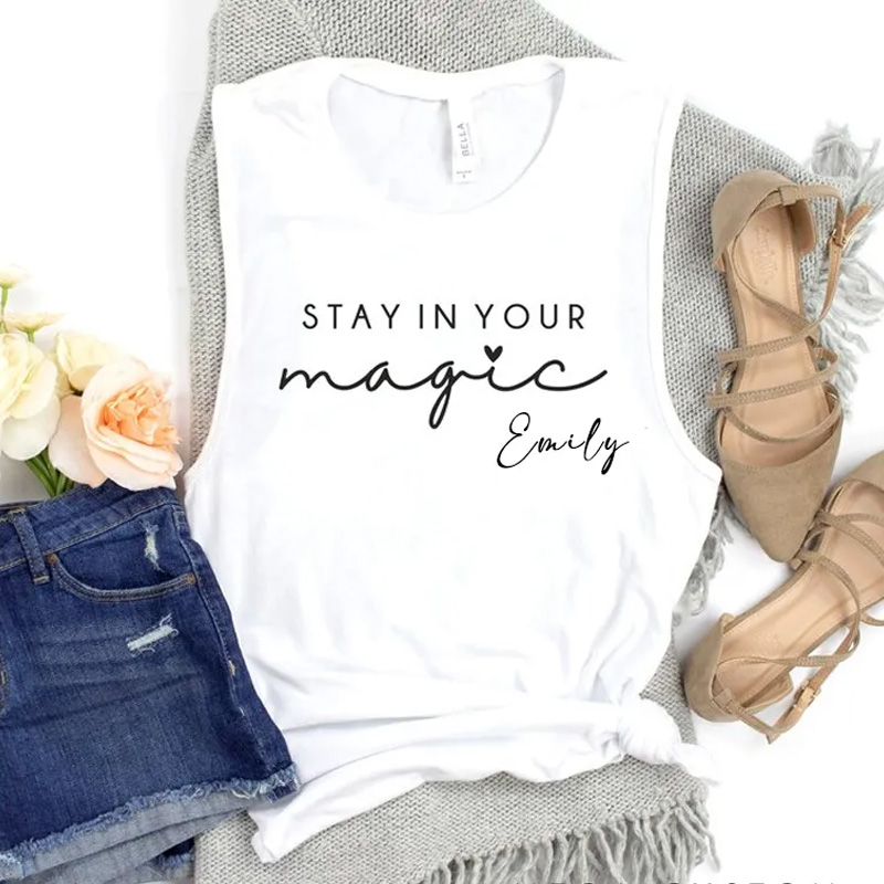 PersonalizedInhale Stay In Your Magic Muscle Tank Inspirational Workout Top for Gym Lover