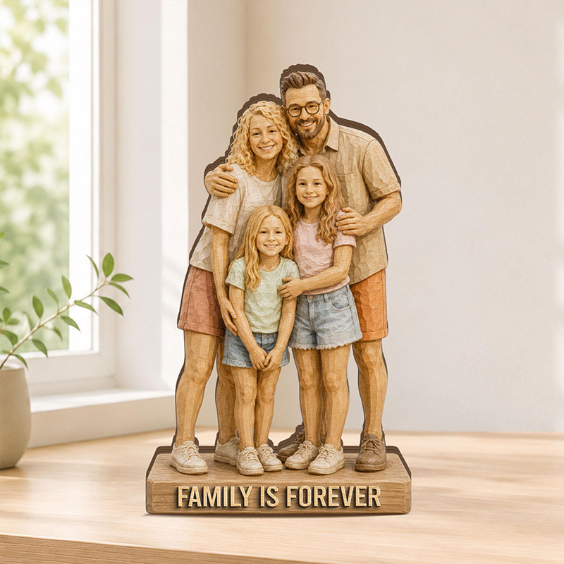 Personalized Family Wooden Block Custom Photo Wooden Block Father’s Day Decor Grandpa Wooden Block Keepsake Family Wood Sign Gift