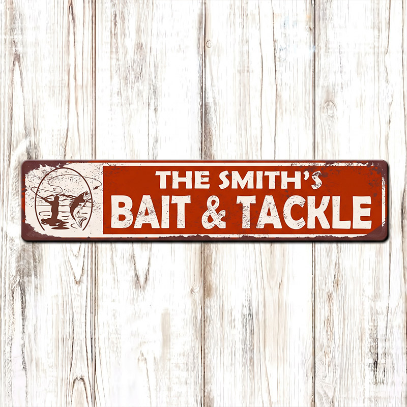 Personalized Fishing Bait and Tackle Sign for Uncle Aunt Papa Family Custom Bait Shop Sign Fishing Gift Tackle Room Sign Fisherman Gift  Aluminum Sign
