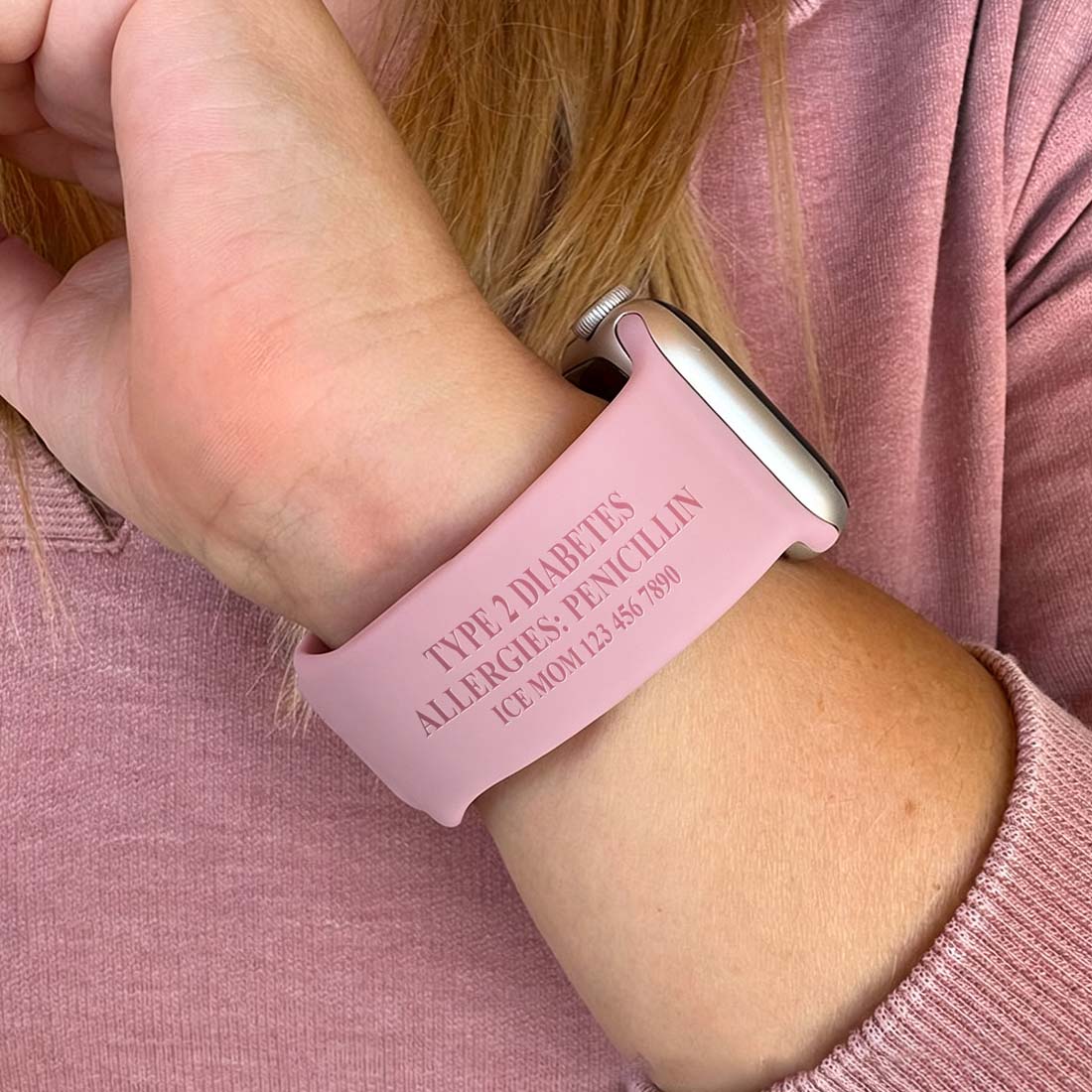 Personalized Emergency Medical Alert Silicone Watch Band for Apple  Gift for Breast Cancer Diabetes Allergy Autism