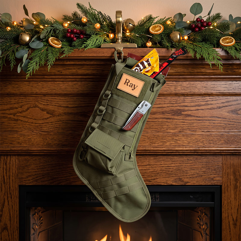 Custom Tactical Christmas Stocking for Papa Christmas Gift for Family The First Responder Military Member Outdoor Lovers