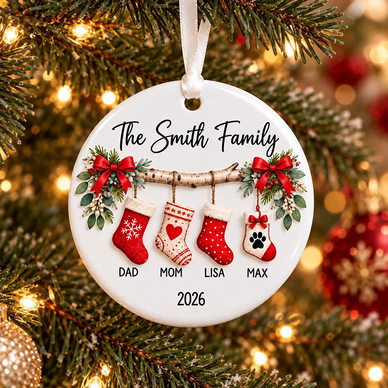 Personalized Family Christmas Ornament 2026 Custom Family Name Ornament  Stocking Ornament Family Keepsake Gift Family Xmas Gifts