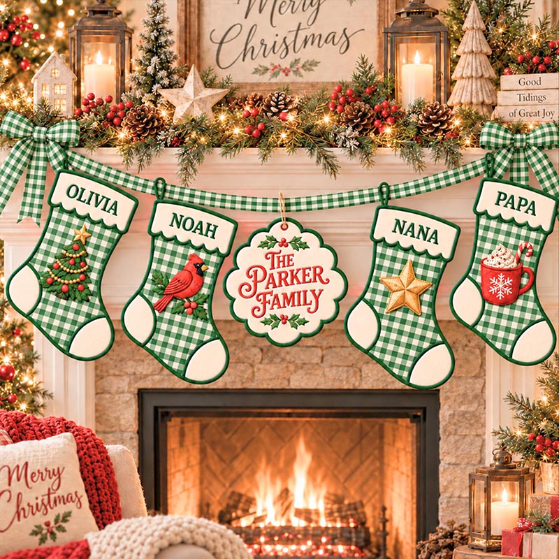 Personalized Embroidered Christmas Stocking Custom Name Mini Stocking Ornament Family Christmas Decor Family Stocking Gift