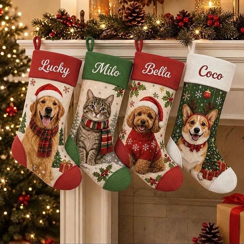 Personalized Photo Christmas Stocking Family Holiday Stocking with Name and Photo Custom Monogram Stocking Christmas Gift for Family Holiday Decor