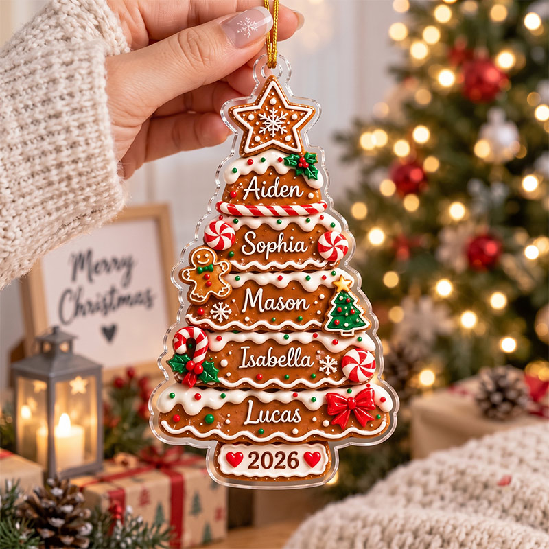 Personalized Gingerbread Family Christmas Ornament Custom Tree Cookie Ornament 2026 Family Christmas Gift Holiday Keepsake Christmas Tree Decor