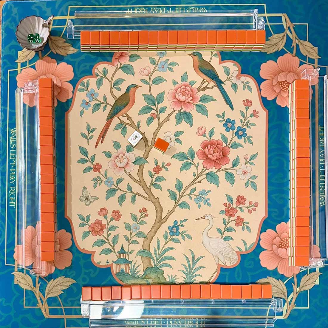 Teal Chinoiserie Mahjong Mat