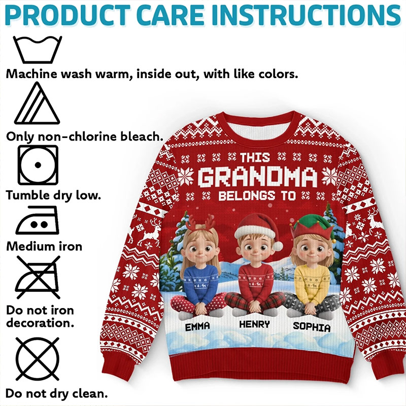 Personalized Ugly Sweatshirt This Grandma Belongs To Custom Christmas Birthday Gifts For Mom Grandma Joyful Hearts Gather This Christmas
