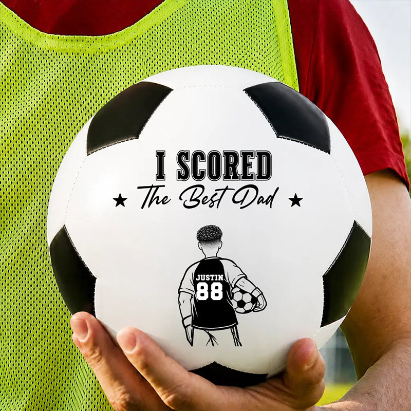 Personalized We Scored The Best Dad Soccer Ball with Kids Backside Line Art Gift for Dad Birthday Father's Day Soccer Lover Gift