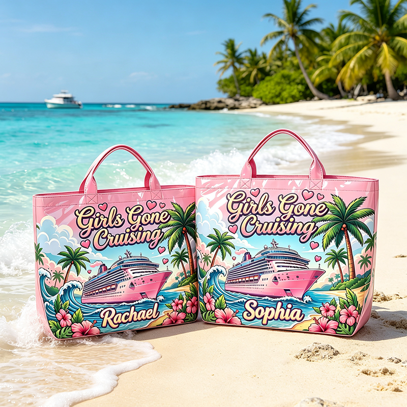 Personalized Girls Gone Cruising Tote Bag Waterproof Tote Bag Custom PVC Pool Bag Bridesmaid Gift Future Bride Tote Reusable Shopper Bag