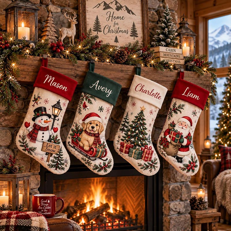 Personalized Christmas Stocking With Name Custom Family Stocking Santa Stocking Holiday Fireplace Decor Christmas Gift For Family