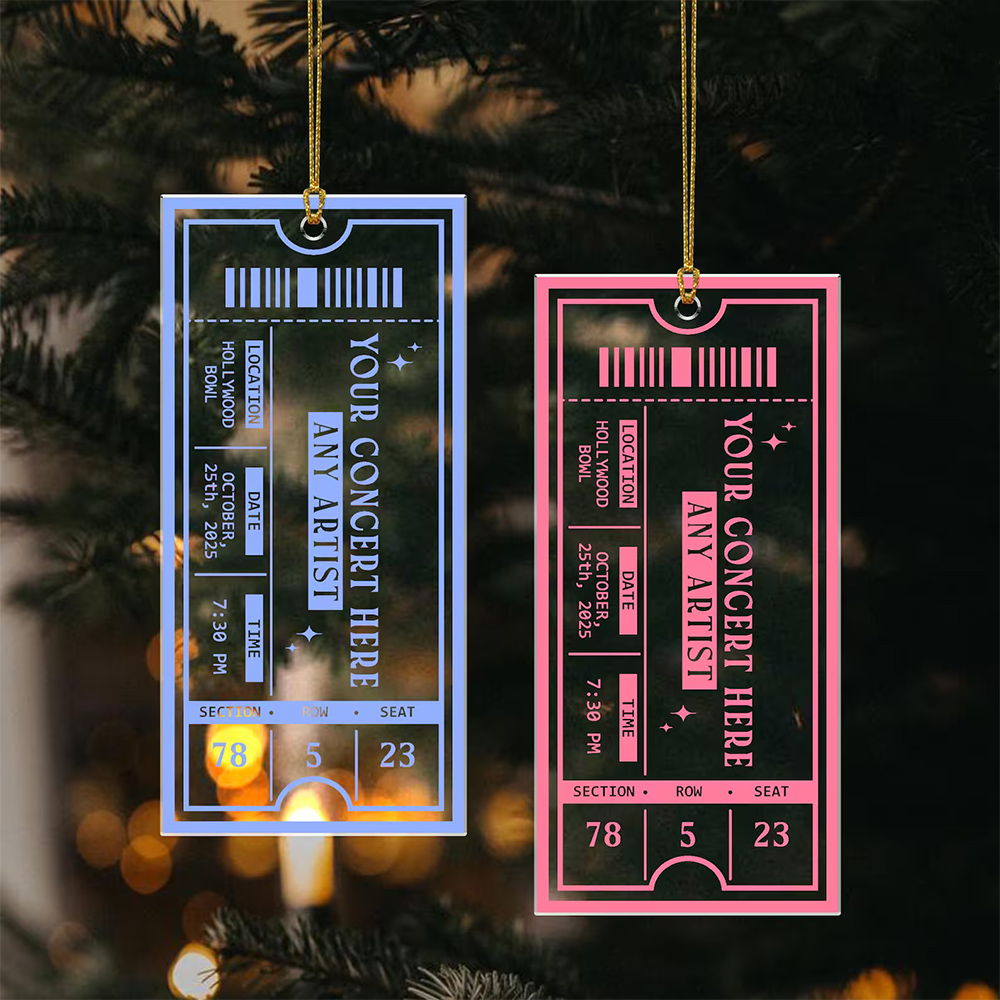 Personalized Concert Ticket Ornament Custom Acrylic Music Keepsake Gifts for Friends Music Lover Gift
