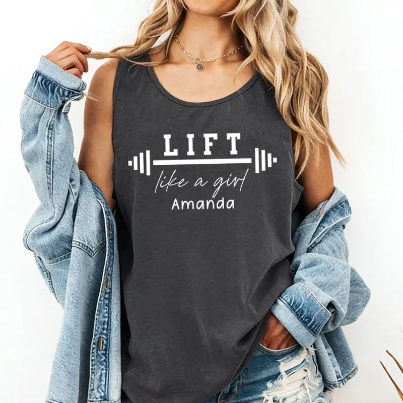 Personalized Gym Tank Tops Lift Like A Girl Muscle Tank for Fitness Motivation Gym Lover