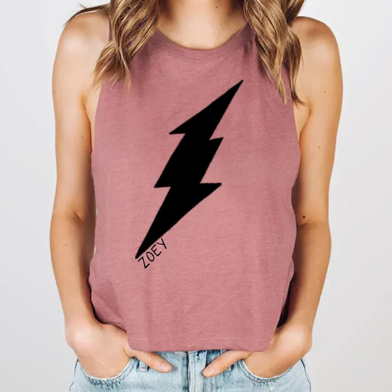 Personalized Gym Tank Tops Lightning Bolt Crop Top for Weightlifting or Fitness Motivation Gym Lover
